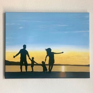 Happy family wall art hand painted